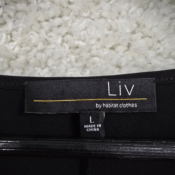 Liv by Habitat Top Womens Large Black Scoop Neck Stretch Tunic Minimalist - Picture 4 of 12